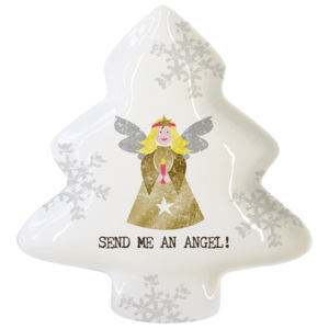 Dekoratívna tácka z kostného porcelánu s vianočným motívom PPD Send Me An Angel, 19,5 × 23 cm