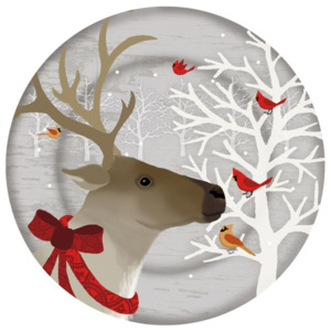 Sklenený tanier s vianočným motívom PPD Xmas Plate Deer Friends Duro, ⌀ 32 cm