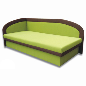 Jednolôžková posteľ (váľanda) 80 cm Melinda (Devon 001 zelená + Devon 009 hnedá) (L). Vlastná spoľahlivá doprava až k Vám domov