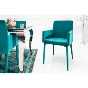 Dizajnová stolička s podrúčkami Neapol, modrý zamat