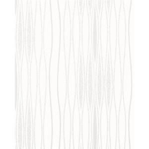 Vliesové tapety na stenu Alizé 6706-10, vlnovky bielo-strieborné, rozmer 10,05 m x 0,53 m, Novamur