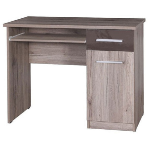 Kancelársky stôl VALE, 76x100x50 cm, dub sonoma/biely lesk