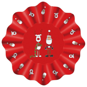 Červený sklenený tanier s vianočným motívom PPD Xmas Plate Rudi Scarf, ⌀ 32 cm