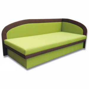 Jednolôžková posteľ (váľanda) 80 cm Melinda (Devon 001 zelená + Devon 009 hnedá) (P). Vlastná spoľahlivá doprava až k Vám domov