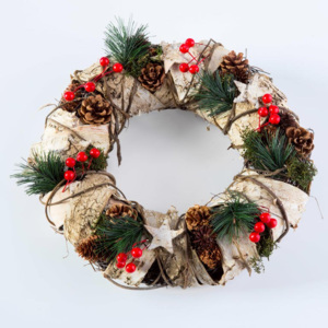 Vianočný veniec s brezovou kôrou prírodný 32 cm