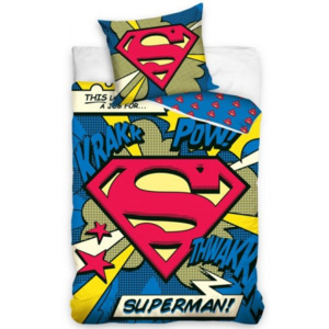 Carbotex · Posteľné návliečky Superman - 100% bavlna - 140x200 cm + 70x80 cm