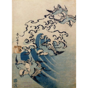 Reprodukcia, Obraz - Waves and Birds, c.1825, Katsushika Hokusai