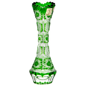 Krištáľová váza Paula, farba zelená, výška 180 mm