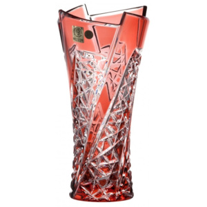 Krištáľová váza Fan, farba rubínová, výška 205 mm
