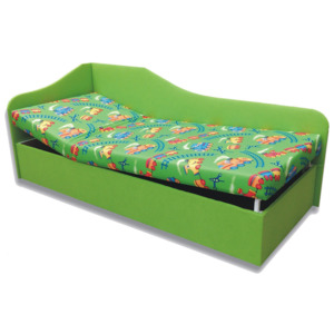 Jednolôžková posteľ (váľanda) 80 cm Anita (Vláčik 4 + Zelená x101) (L). Vlastná spoľahlivá doprava až k Vám domov