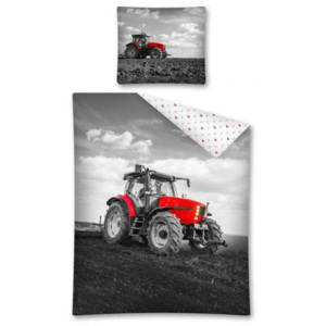 Detexpol Detské obliečky Traktor červený, Rozmer 1x70x80 / 1x140x200 cm