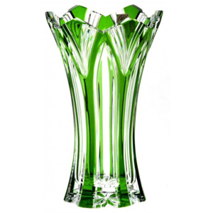 Krištáľová váza Lotos, farba zelená, výška 205 mm