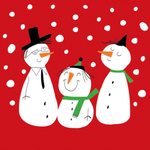 Balenie 10 papierových obrúskov s vianočným motívom PPD Smiling Snowmen Red