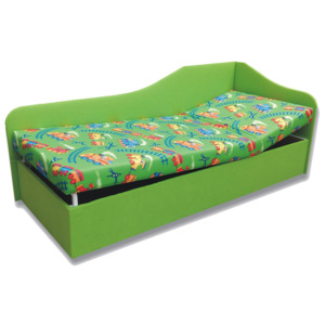 Jednolôžková posteľ (váľanda) 80 cm Anita (Vláčik 4 + Zelená x101) (P). Vlastná spoľahlivá doprava až k Vám domov