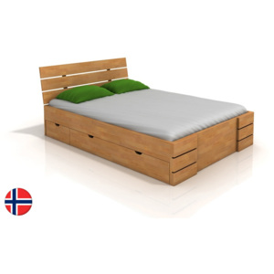 Manželská posteľ 160 cm Naturlig Lorenskog High Drawers (buk) (s roštom). . Vlastná spoľahlivá doprava až k Vám domov