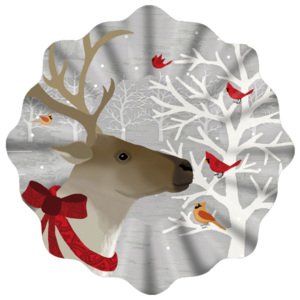 Sklenený tanier s vianočným motívom PPD Xmas Plate Deer Friends, ⌀ 32 cm