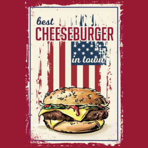 Postershop Plechová ceduľa: Best Cheeseburger in Town - 20x30 cm