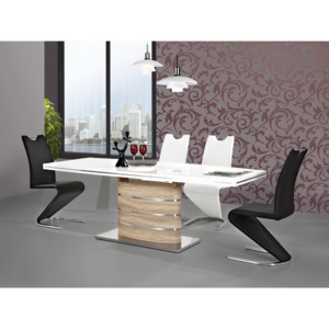 Jedálenský stôl Fano (lesk vysoký biely + dub sonoma) (pre 6 osôb až 8 osôb). . Vlastná spoľahlivá doprava až k Vám domov