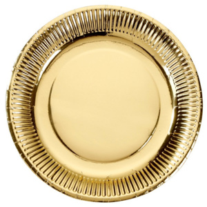 Sada 8 papierových tanierikov zlatej farby Talking Tables Metallics, ⌀ 23 cm
