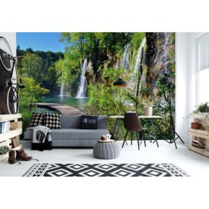 Fototapeta GLIX - Lake And Waterfall Walkway + lepidlo ZADARMO Vliesová tapeta - 368x254 cm