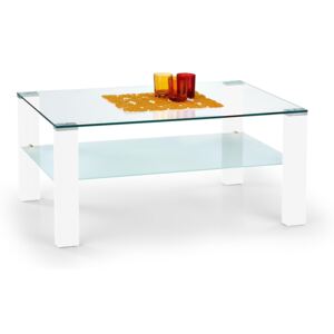 HALMAR Simple sklenený konferenčný stolík biely lesk / priehľadná / mliečna