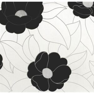 Vinylové tapety, kvety čierne, WohnSinn 54524, Marburg, rozmer 10,05 m x 0,53 m