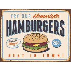 Retro tabula, rozmer 40 x 30 cm, hamburger, IMPOL TRADE PT100T2