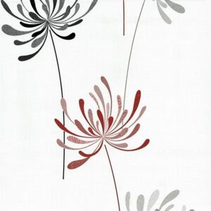 Vliesová tapeta, kvety červené a čierne na bielom podklade, Novara 1346410, P+S International, rozmer 10,05 m x 0,53 m