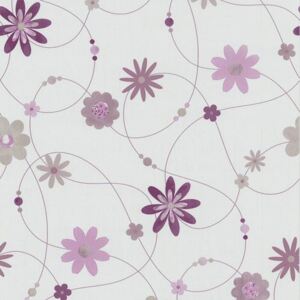 Papierové tapety, kvety fialové, X-treme Colors 556340, P+S International, rozmer 10,05 m x 0,53 m