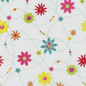 Papierové tapety na stenu X-treme Colors 05563-20, rozmer 10,05 m x 0,53 m, kvetiny barevné na bielom podklade, P+S International