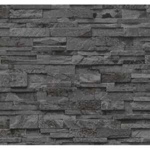 Vliesové tapety, kameň pieskovec tmavo sivý, Origin 236340, P+S International, rozmer 10,05 m x 0,53 m