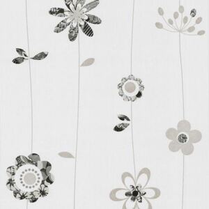 Papierové tapety, kvety sivo-čierne, X-treme Colors 556230, P+S International, rozmer 10,05 m x 0,53 m