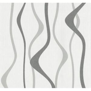 Vliesové tapety, vlnovky hnedo-strieborné, 1335710, P+S International, rozmer 10,05 m x 0,53