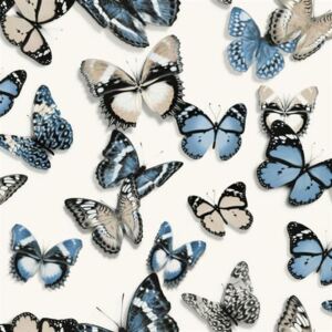 Vliesové tapety, motýle modré, Faux Semblant L13701, UGEPA, rozmer 10,05 m x 0,53 m