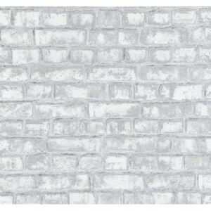 Vliesové tapety na stenu Easy Wall 13474-10, tehla sivo-biela, rozmer 10,05 m x 0,53 m, P+S International
