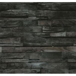 Vliesové tapety, drevo hnedo-čierne, Einfach Schoner 247210, P+S International, rozmer 10,05 m x 0,53 m