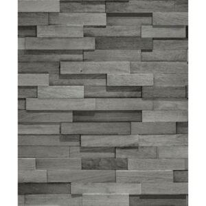Vliesové tapety, drevený obklad sivý, Facade FC2102, GRANDECO, rozmer 10,05 m x 0,53 m