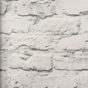 Vliesové tapety na stenu tehlová stena bielo-sivá 19601, rozmer 10,05 m x 0,53 m, GRANDECO
