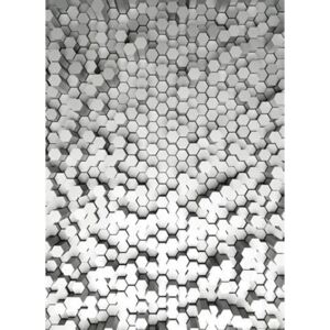 Fototapety, rozmer 184 x 254 cm, 3D hexagony biele, W+G 5021-2P-1
