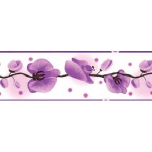 Samolepiace bordúry 69057, rozmer 5 m x 6,9 cm, orchidea fialová, IMPOL TRADE