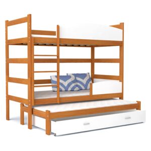 GL Poschodová posteľ s prístelkou Swing 3 Jelša 184x80 Farba: Biela