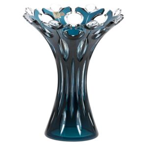 Krištáľová váza Flamenco, farba azúrová, výška 250 mm