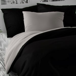 Kvalitex Saténové obliečky Luxury Collection čierna/svetlosivá, 140 x 220 cm, 70 x 90 cm