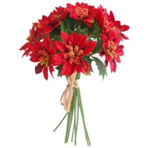 Umelá kytica Poinsettia červená, 20 cm