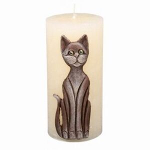 Dekoratívna sviečka Mačka béžová, 14 cm