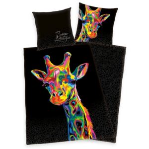 Herding Saténové obliečky Bureau Artistique - Colored Giraffe, 140 x 200 cm, 70 x 90 cm