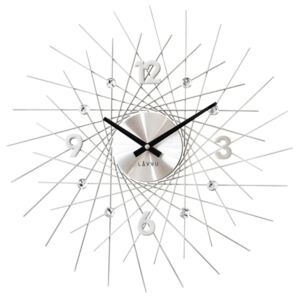Nástenné hodiny Lavvu Crystal Lines strieborná, pr. 49 cm
