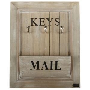 Prírodné drevený vešiak na kľúče a poštu - 33 * 6 * 41cm