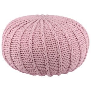 Ružový bavlnený pletený puf Ramo - Ø80 * 35 cm