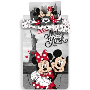 Jerry Fabrics Detské bavlnené obliečky Mickey and Minnie in New York, 140 x 200 cm, 70 x 90 cm